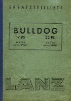 Lanz Bulldog 17 PS 22 PS Ersatzteilliste 9.1953