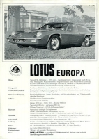 Lotus Europa + Mark 47 GT Prospekt ca. 1967
