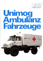 Mercedes-Benz Unimog / Binz Ambulanz Fahrzeug Prospekt ca. 1980
