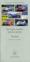 Mercedes-Benz Coupés Roadster + Cabriolet Preisliste 1.2001