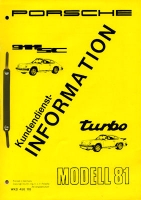 Porsche 911 SC Turbo Kundendienst Information Modell 1981
