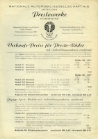 Presto Preisliste 1939