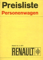 Renault Pkw Preisliste 4.1971