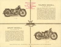 Walter 172 ccm und 196 ccm Motorrad Prospekt ca. 1929
