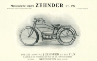 Zehnder 1,5 PS Motorrad Prospekt ca. 1924