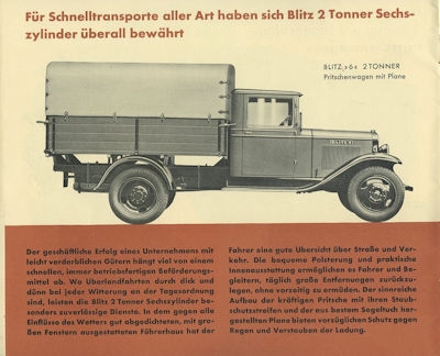 Opel Blitz 3,5 Ltr. Prospekt ca. 1933