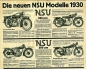 Preview: NSU Motorrad Programm 1930