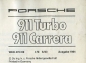 Preview: Porsche 911 Turbo / Carrera Bedienungsanleitung 1984
