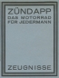 Preview: Zündapp Zeugnisse 1924/25