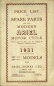 Preview: Ariel 250 350 cc Ersatzteilliste 1931