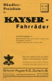 Kayser Fahrrad Händler-Preisliste 9.1936