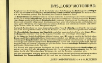 Lord 200 ccm Motorrad Prospekt ca. 1930