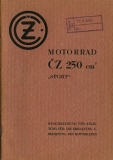 CZ 250 Sport Bedienungsanleitung 1940