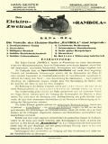 Rambola Elektro-Zweirad Prospekt 1920er Jahre