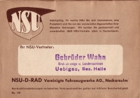 NSU Motorrad Programm 1938