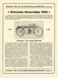 Orionette motorcycle 3 HP brochure 1924
