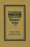 Mauser Einspurauto 2/6 PS Bedienungsanleitung 1924
