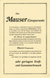 Mauser Einspurauto brochure ca. 1925