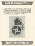 Snob 1 HP bicycle motor brochure 1921