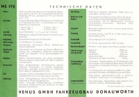 Preview: Venus MS 175 Motorroller Prospekt 1950er Jahre