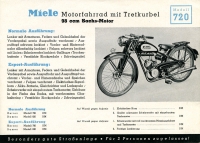 Miele Motorrad mit Kickstarter Prospekt 1952