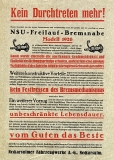 NSU Freilauf-Bremsnabe Prospekt 1926