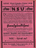 NSU Kleinplakat ADAC 5 Länder-Fahrt 25.3-3.4.28