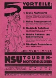 NSU Kleinplakat 5 Vorteile ca. 1927