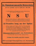 NSU Kleinplakat 24 Stundenrennen für M. auf der Opelbahn 30.4.-1-5-27