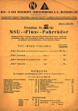 NSU Flux Fahrrad Preisliste 10.1932