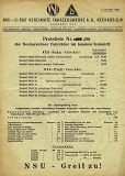 NSU Sulm / Pfeil Fahrrad Preisliste 10.1932