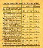 Unsere Preise NSU-D Serie A 23.7.1933