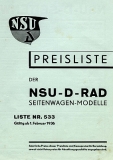 Preview: NSU Preisliste Seitenwagen 1.2.1936 Preview: NSU Preisliste Seitenwagen 1.2.1936