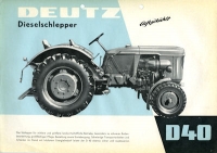 Deutz D 40 Dieselschlepper Prospekt 11.1959