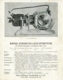 Rinne Einheits-Leichtmotor Typ I u. II 2,8 u. 3,2 PS Prospekt 1920er Jahre
