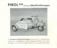 Preview: Pirol 200 Roller mit Seitenwagen Prospekt ca. 1952