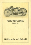 Göricke K 1 Motorrad Prospekt ca. 1924