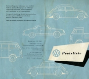 VW Preisliste 8.1960