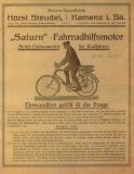Saturn Fahrradmotor Prospekt 1921