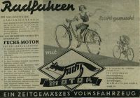 Fuchs Fahrradmotor 40 ccm Prospekt 1950er Jahre