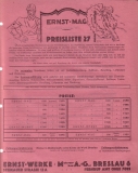 Ernst-MAG Preisliste 1927