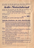 Ardie Motorfahrrad MF 125 Prospekt 1938