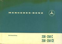 Mercedes-Benz 230 250 C CE owner`s manual 8.1971