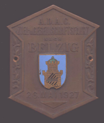 Plakette ADAC Zielfahrt nach Belzig 26.5.1927