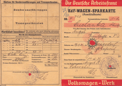 VW KdF-Wagen Sparkarte rot 1939