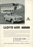 Lloyd 600 Standard Prospekt ca. 1955