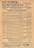 Victoria pricelist 1937