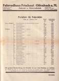 Frischauf Fahrrad Preisliste 1934