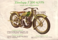 Zündapp Z 200 Prospekt 1929/30