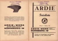 Ardie Preisliste 1.10.1938
